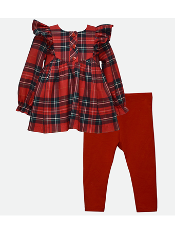 BONNIE JEAN - 2-Piece Plaid Pinafore Set RED