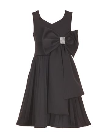 BONNIE JEAN - Big Girls Sleeveless Jeweled-Bow-Accented Fit-And-Flare Dress BLACK
