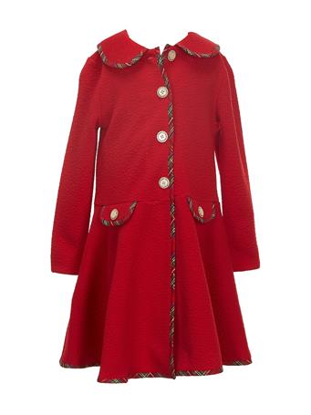 BONNIE JEAN - Kennedy Plaid Coat Set RED