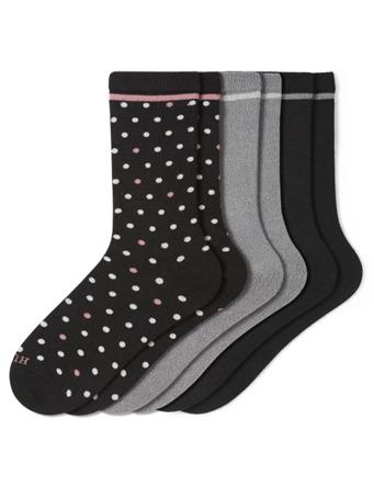 HUE - Set of 3 Super Soft Crew Socks BLACK DOT