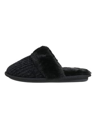 Womens Cable Knit Slipper BLACK