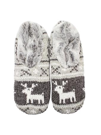 MINXNY - Faux Fur Reindeer Slippers Infused with Neroli and Shea Butter GREY