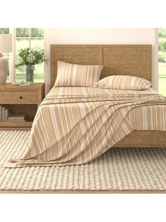 ELOUISE COLLECTION - 4-Piece Striped Microfiber Sheet Set TAUPE