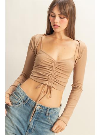 HYFIVE - Two-Piece Sweater Knit Top TAUPE