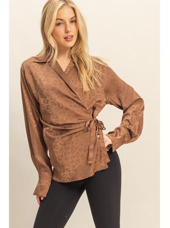 HYFIVE - Leopard Print Tie-Front Blouse CHOCOLATE