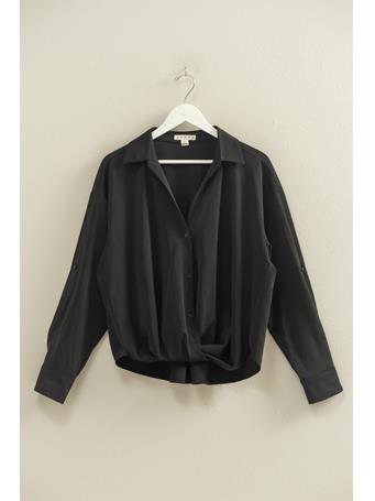 HYFVE - Button-Down Blouse With Flowing Fit BLACK