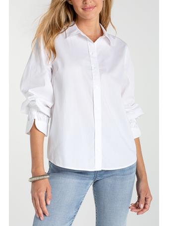 LIVERPOOL - Adjustable Sleeve Button Down Shirt WHITE