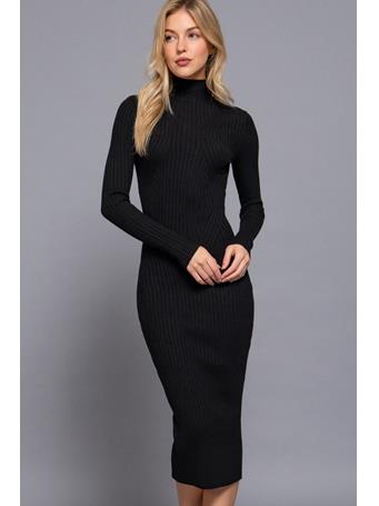 ACTIVE BASIC - Long Sleeve High Neck Sweater Long Dress BLACK