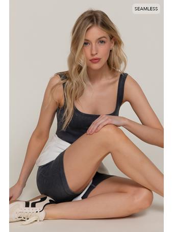 ACTIVE BASIC - Sleeveless Stone Wash Seamless Romper BLACK