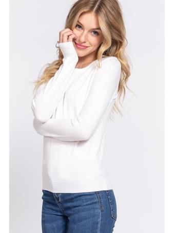 ACTIVE BASIC - Long Sleeve Crew Neck Basic Sweater OFF WHITE