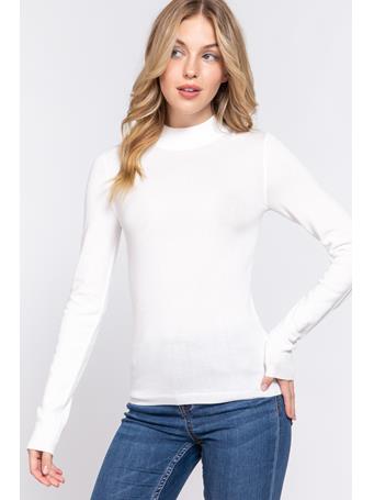 ACTIVE BASIC - Long Sleeve Mock Neck Basic Sweater OFF WHITE