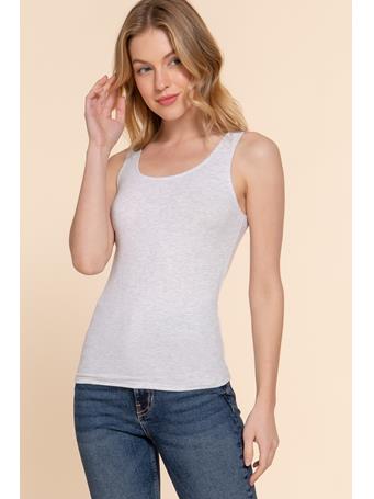 ACTIVE BASIC - Double Scoop Neck Knit Tank Top GREY MARL