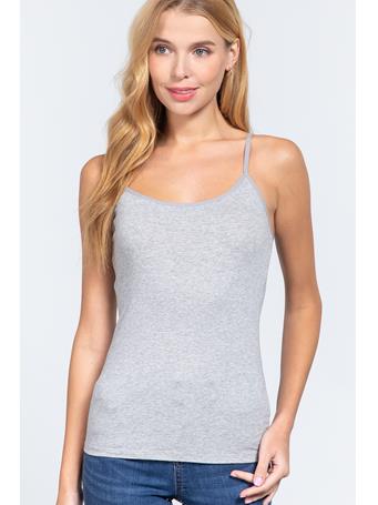 ACTIVE BASIC - Spaghetti Strap Cropped Cami LIGHT H GREY
