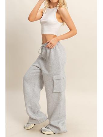 HYFIVE - Drawstring Cargo Sweatpants HEATHER GREY