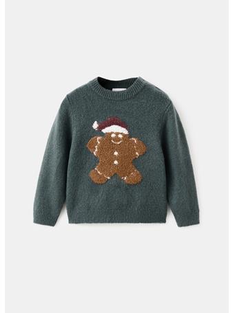 MANGO - Christmas Embroidered Sweater DARK GREEN