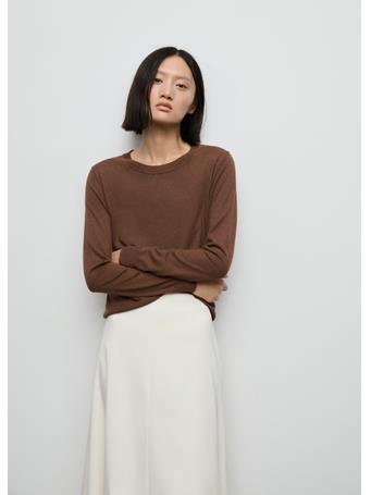MANGO - Fine-knit Crew-neck Sweater TOBACCO BROWN