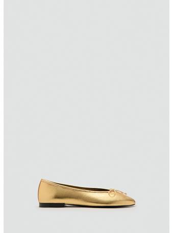 MANGO - Leather Ballet Flats With Bow GOLD