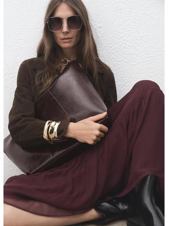 MANGO - Large Shopper Bag DARK BROWN