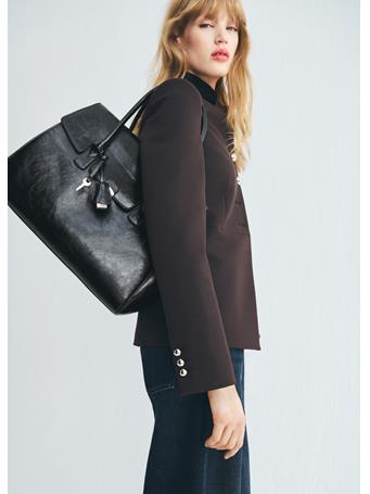 MANGO - Medium City Handbag With Flap BLACK