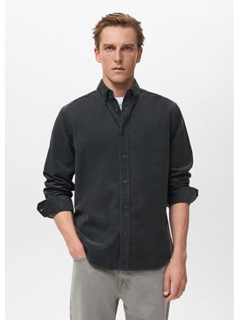MANGO - Classic-fit Micro-corduroy Shirt GREY