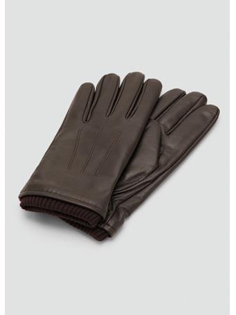 MANGO - 100% Leather Gloves With Ruffled Detail OLIVE