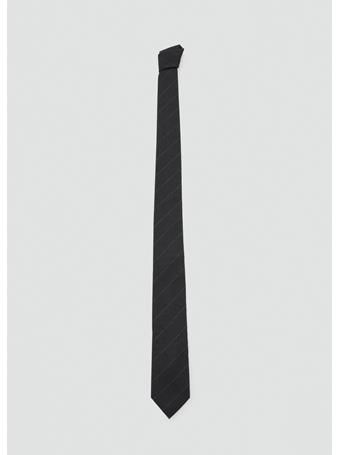 MANGO - Striped Wool-blend Tie BLACK