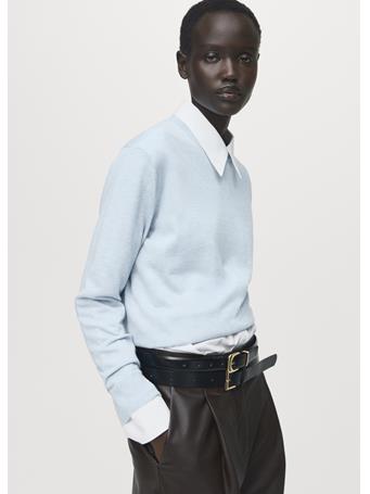 MANGO - Fine-knit Crew-neck Sweater MEDIUM BLUE