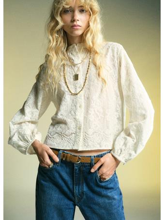 MANGO - Embroidered Lyocell Blouse NATURAL WHITE