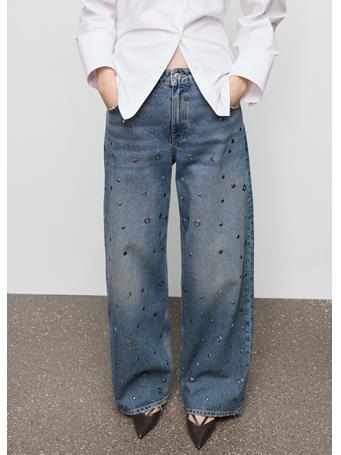 MANGO - Straight-leg Jeans With Eyelets DARK BLUE
