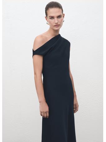 MANGO - A-line Dress With Asymmetrical Neckline NAVY