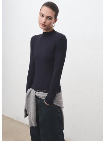 MANGO - Turtleneck T-shirt NAVY