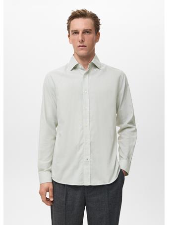 MANGO - 100% Cotton Flannel Regular-fit Shirt GREEN