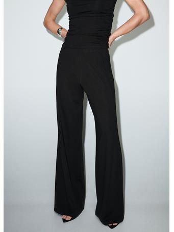 MANGO - Straight-fit Pants With Elastic Waist BLACK