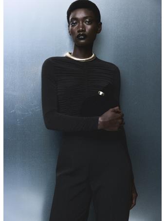 MANGO - Combined Ruched Jumpsuit BLACK