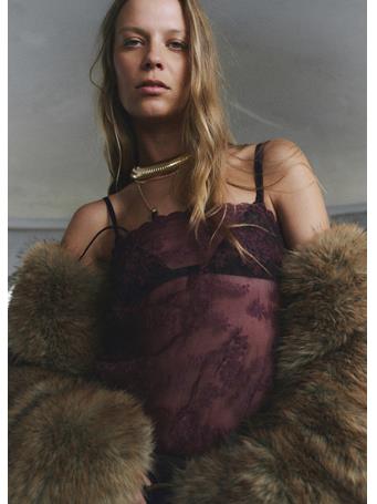 MANGO - Embroidered Sheer Top MEDIUM PURPLE