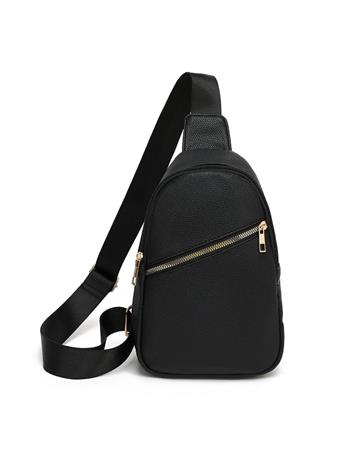 DS HANDBAGS - Front Pocket Sling Bag BLACK