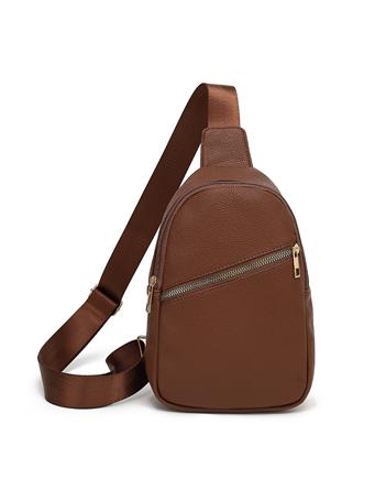 DS HANDBAGS - Front Pocket Sling Bag BROWN