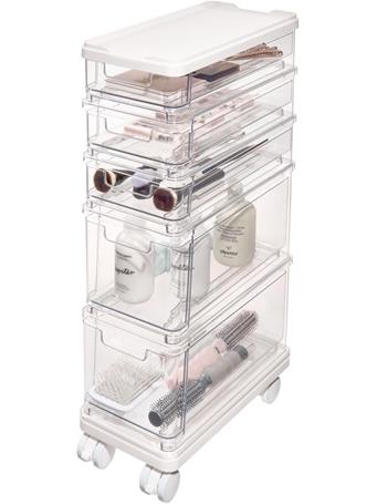 IDESIGN - Sarah Tanno Collection - 5-Drawer Stacking Cosmetic Organizer Cart CLEAR