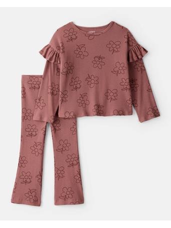 CARTERS - Toddler Girl 2-Piece Floral Cotton Long-Sleeve Tee & Pant Set BROWN