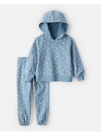 CARTERS - Toddler Girl 2-Piece Bow Print Cotton Long-Sleeve Hoodie & Pant Set BLUE