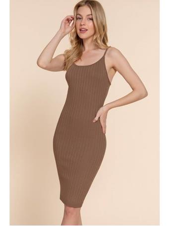 ACTIVE BASIC - Round Neck Cami Rib Sweater Dress COFFEE