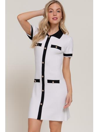 ACTIVE BASIC - Short Sleeve Polo Mini Dress WHITE/BLACK