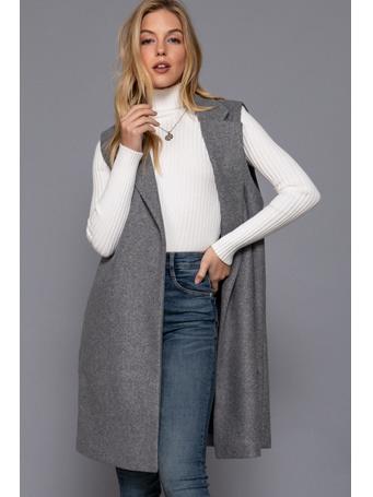 ACTIVE BASIC - Sleeveless Notched Collar Soft Open Vest LIGHT H. GREY