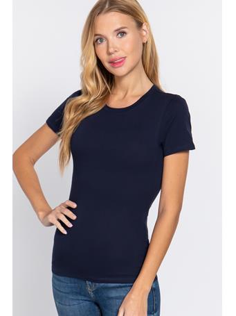 ACTIVE BASIC - Short Sleeve Crew Neck Cotton Jersey Top TRUE NAVY