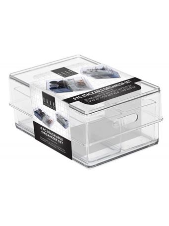 EURO-WARE INC - Elle - 5 Piece Stackable Organizer Set CLEAR
