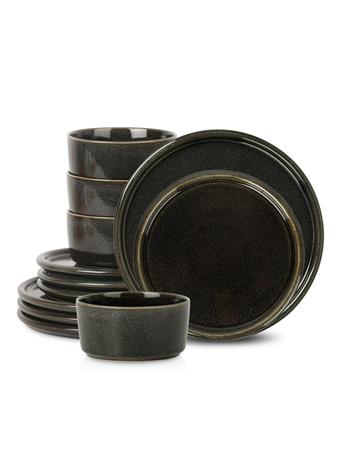STONE LAIN - Eden Stoneware Dinnerware Set - 12-Piece CHARCOAL