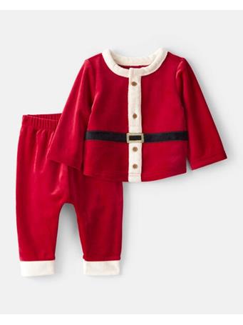 CARTERS - Baby 2-Piece Santa Holiday Long-Sleeve Tee & Pant Set RED
