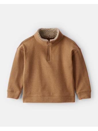 CARTERS - Toddler Boy Long-Sleeve Quarter-Zip Pullover Sweatshirt TAN