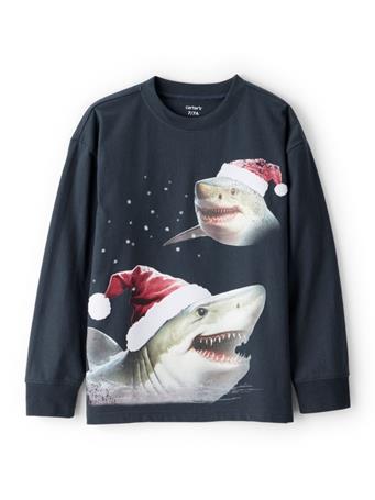 CARTERS - Toddler Boy Long-Sleeve Coal Shark Tee GREY