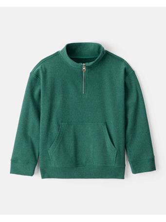 CARTERS - Boys Long-Sleeve Quarter-Zip Pullover Sweatshirt GREEN